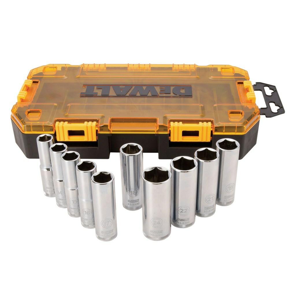 10 Pc 1/2 In Drive Deep Metric Socket Set Hand Tools