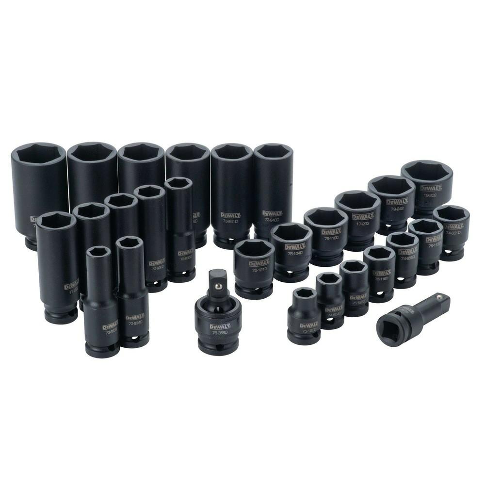 1/2 In. Drive Standard And Deep Impact Socket Set 6 Pt. (28 Pc.) Hand Tools