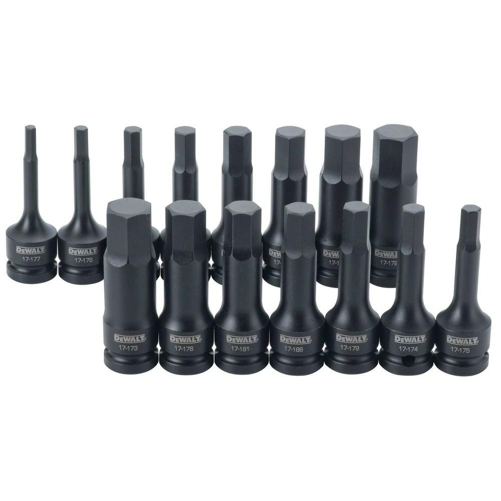 15 Piece 1/2 In Drive Combination Impact Hex Bit Socket Set Hand Tools