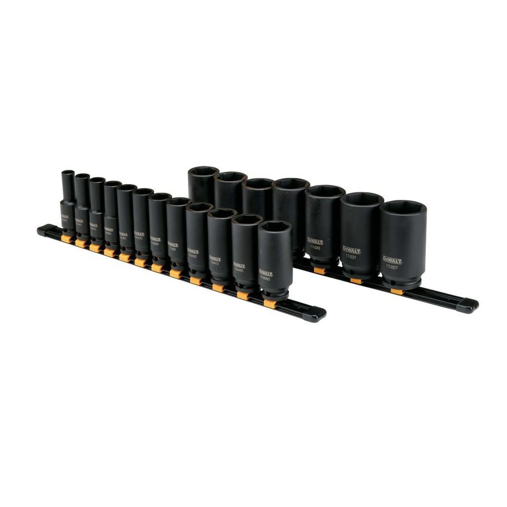 19 Piece 1/2 In Drive Deep Impact Socket Set 6 Pt Hand Tools