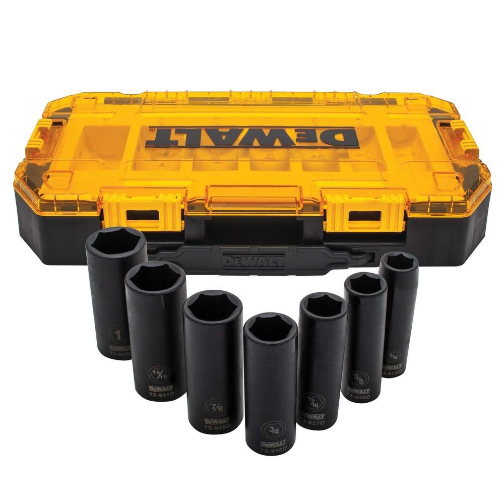 7 Piece 1/2 In Drive Deep Impact Socket Set Hand Tools