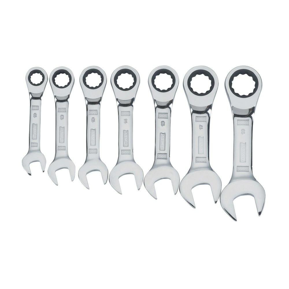 7 Piece Stubby Ratcheting Metric Wrench Set Hand Tools